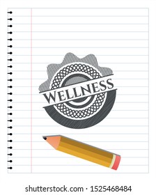 Wellness pencil strokes emblem. Vector Illustration. Detailed.