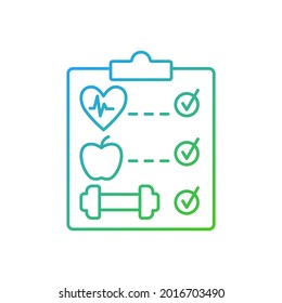 Wellness program gradient linear vector icon. Online fitness therapy. Health increasement. Smoking cessation. Thin line color symbols. Modern style pictogram. Vector isolated outline drawing