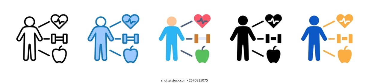 Wellness Program multiple style icons set design vector illustration.