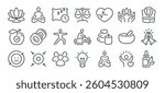 Wellness, relax and self care editable stroke outline icons set isolated on white background flat vector illustration. Pixel perfect. 64 x 64.