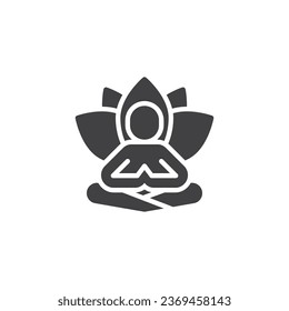 Wellness retreat vector icon. filled flat sign for mobile concept and web design. Yoga lotus posture glyph icon. Meditation yoga symbol, logo illustration. Vector graphics