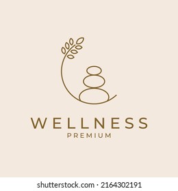 wellness rock zen stone stones logo line art vector icon illustration design