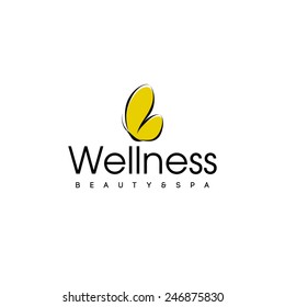Wellness salon logo design vector template. Butterfly icon