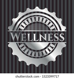Wellness silver emblem or badge. Vector Illustration. Mosaic.