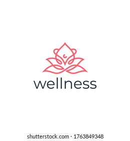 Wellness Simple Line Flower Premium Logo Design