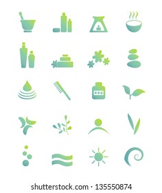 Wellness, spa, beauty and  nature vector icons sets isolated on white