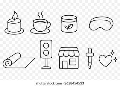 Wellness and Spa Essentials – Minimalist Line Art Icon Set