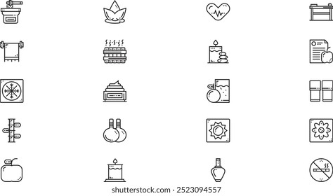 Iconos de bienestar y spa Colección de iconos vectoriales de alta calidad con trazo editable. Ideal para Profesional y Proyectos Creativos.