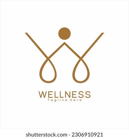 Wellness spa logo design with W letter concept.