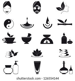 Wellness, spa and nature vector icons isolated on white