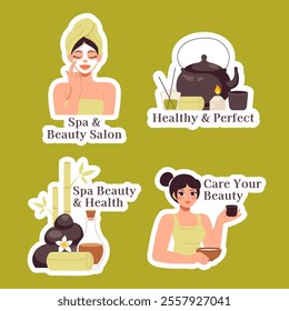 Wellness Spa and Relaxation Template for Label in Flat Style