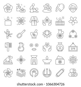 Wellness Spa and sauna elements, thin line design icon