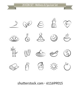 Wellness & Spa Set - 20 Icons Set