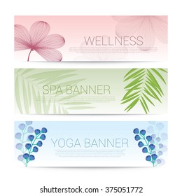 Wellness Spa Yoga Banner Template Flyer Menu Cover, Vector Illustration