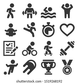 Wellness Sport and Fitness Icons Set. Vector