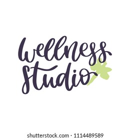 Wellness studio. Vector health and beauty hand written lettering logos, labels, element for organic cosmetics, natural products, card, print, packaging, beaty badges, quote poster