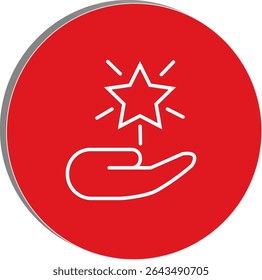 "Wellness support icon showing a hand holding a star, symbolizing care, help, and positivity in life enhancement themes, transparent background."