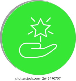 "Wellness support icon showing a hand holding a star, symbolizing care, help, and positivity in life enhancement themes, transparent background."