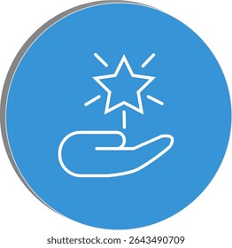 "Wellness support icon showing a hand holding a star, symbolizing care, help, and positivity in life enhancement themes, transparent background."