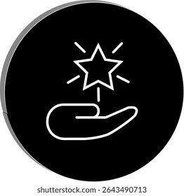 "Wellness support icon showing a hand holding a star, symbolizing care, help, and positivity in life enhancement themes, transparent background."
