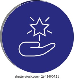"Wellness support icon showing a hand holding a star, symbolizing care, help, and positivity in life enhancement themes, transparent background."
