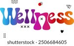 WELLNESS Text, Gradient WELLNESS, template style premium vector