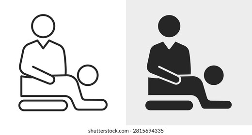 Wellness Therapy icon representing massage therapy, physical wellness, relaxation, healthcare, rehabilitation, and holistic treatment. This editable vector icon is ideal for wellness centers, spas, physiotherapy clinics, healthcare websites, and medical applications.