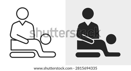 Wellness Therapy icon representing massage therapy, physical wellness, relaxation, healthcare, rehabilitation, and holistic treatment. This editable vector icon is ideal for wellness centers, spas, physiotherapy clinics, healthcare websites, and medical applications.