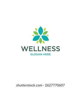 Wellness or Therapy Logo with Leaf and Human Figure