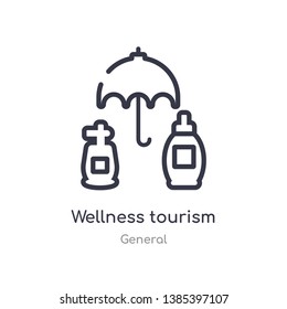 wellness tourism outline icon. isolated line vector illustration from general collection. editable thin stroke wellness tourism icon on white background