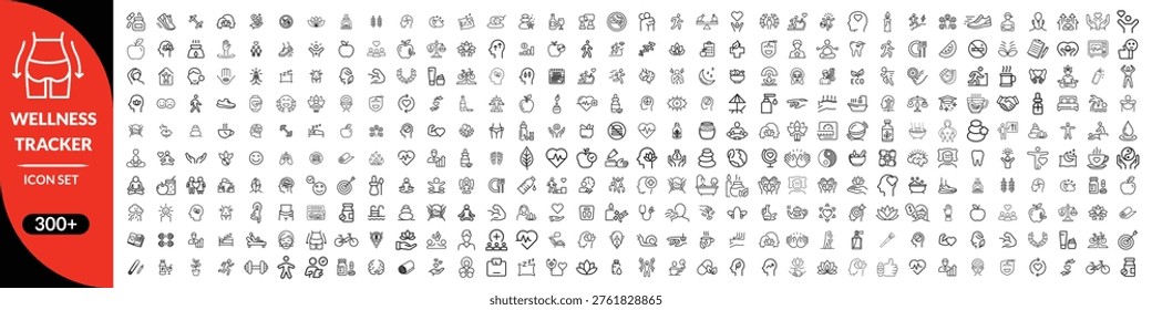 Wellness tracker , Health wellness set of web icons in line style. fitness coach icon  set design 