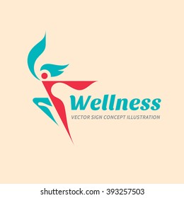 Wellness - vector logo. Human character sign. Woman female concept illustration. Sport fitness icon. Healthy symbol. 