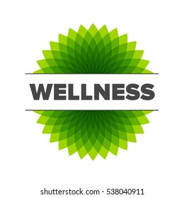 Wellness - vector logo template illustration with green leafs