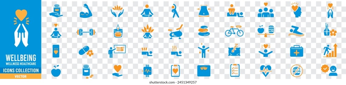wellness, wellbeing, healthcare, healthy, mental health, spa, medical. Editable stroke icon set illustration collection Vector