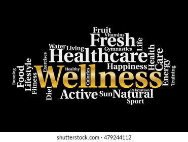 Wellness word cloud. Active lifestyle concept.
