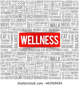 WELLNESS word cloud, fitness, sport, health concept