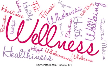 Wellness word cloud on a white background.