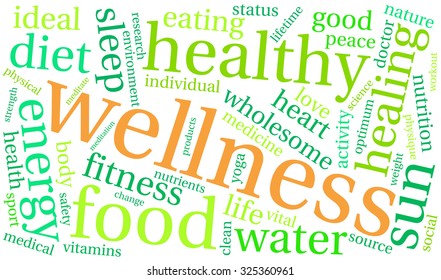 Wellness Word Cloud On White Background Stock Vector (Royalty Free ...