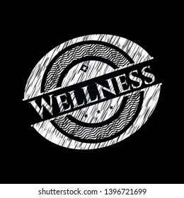 Wellness written on a blackboard. Vector Illustration. Detailed.