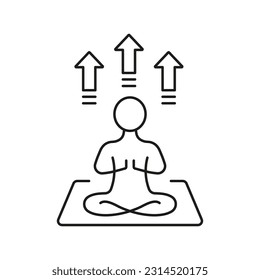 Wellness, Yoga Body Exercise, Fitness Zen Line Icon. Human Meditate and Relax. Person Sit in Lotus Pose Linear Pictogram. Healthy Lifestyle Outline Sign. Editable Stroke. Isolated Vector Illustration.