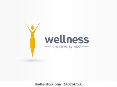 Wellness, yoga girl silhouette creative symbol concept. Healthy lifestyle, beauty saloon abstract business logo idea. Slim woman body icon. Corporate identity logotype, company graphic design tamplate