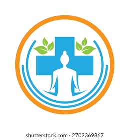 Diseño de logotipo de Vector de bienestar y yoga