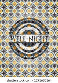 Well-night arabic emblem background. Arabesque decoration.