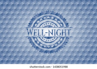 Well-night blue emblem with geometric pattern background. Vector Illustration. Detailed.