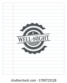 Well-night with pencil strokes. Vector Illustration. Detailed.