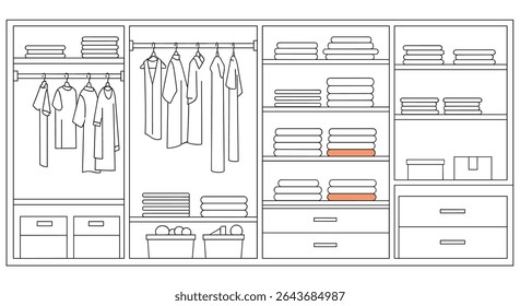 A Well-Organized and Spacious Wardrobe with Ample Storage Solutions for Clothes and Accessories