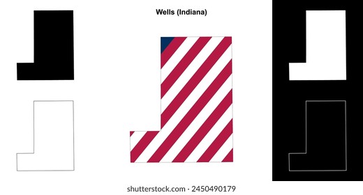 Wells County (Indiana) Outline-Kartenset