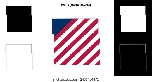 Wells County (North Dakota) outline map set