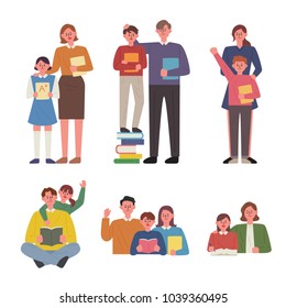Well-studied children and praise parents. hand drawing style vector illustration flat design Well-studied children and praise parents. hand drawing style vector illustration flat design