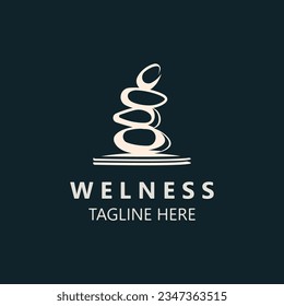 Welness stone SPA logo massage yoga, healthy meditation relaxtion symbol